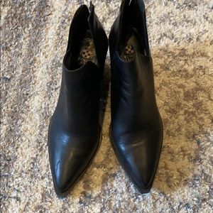 Black leather block heel